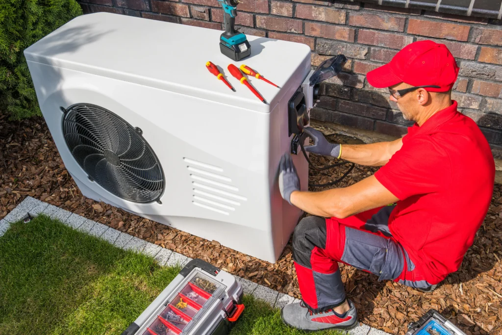 tech fixing heat pump unit